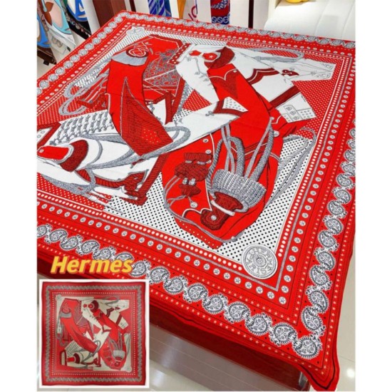 Replica Scialle Bandana Hermes Zuavi e Draghi Rossi 140 imitazione Falso