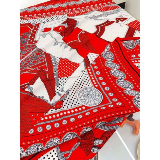 Replica Scialle Bandana Hermes Zuavi e Draghi Rossi 140 imitazione Falso