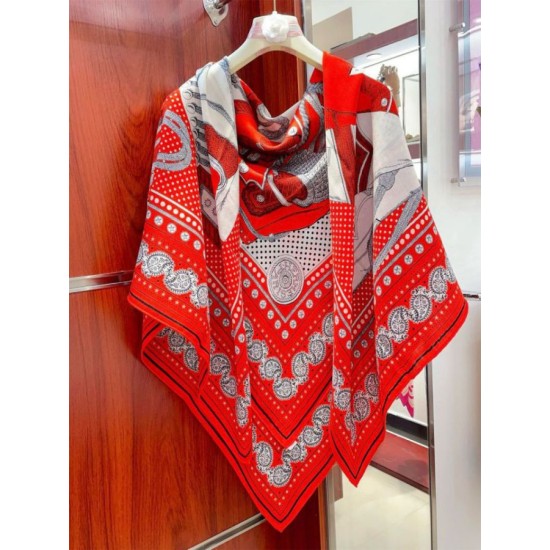 Replica Scialle Bandana Hermes Zuavi e Draghi Rossi 140 imitazione Falso