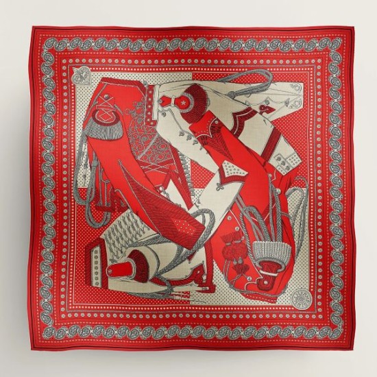 Replica Scialle Bandana Hermes Zuavi e Draghi Rossi 140 imitazione Falso