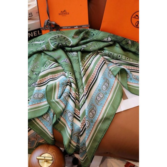 Replica Scialle Hermès Verde Nautical Tattoos Bandana 140 imitazione Falso