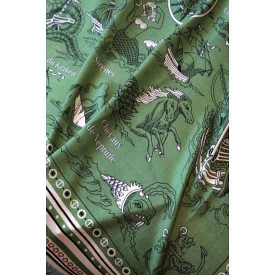 Replica Scialle Hermès Verde Nautical Tattoos Bandana 140 imitazione Falso