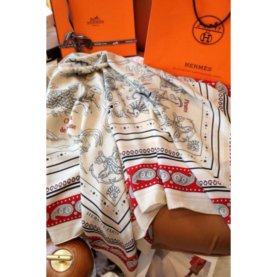 Replica Scialle Hermès Naturel Nautical Tattoos Bandana 140 imitazione Falso