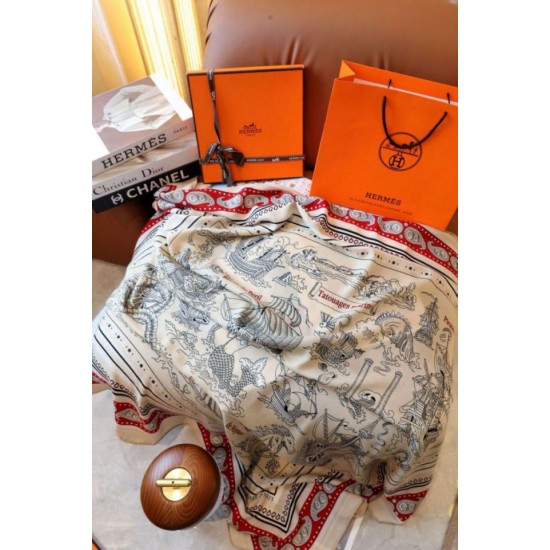 Replica Scialle Hermès Naturel Nautical Tattoos Bandana 140 imitazione Falso