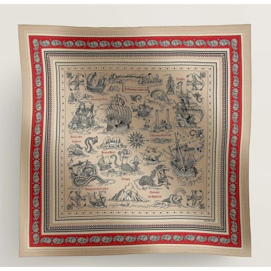 Replica Scialle Hermès Naturel Nautical Tattoos Bandana 140 imitazione Falso