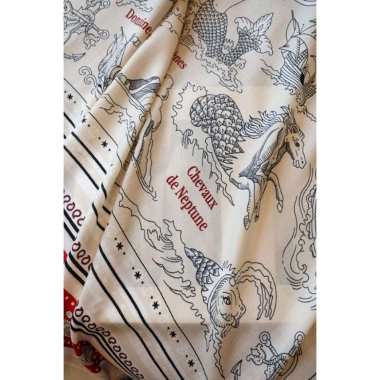 Replica Scialle Hermès Naturel Nautical Tattoos Bandana 140 imitazione Falso