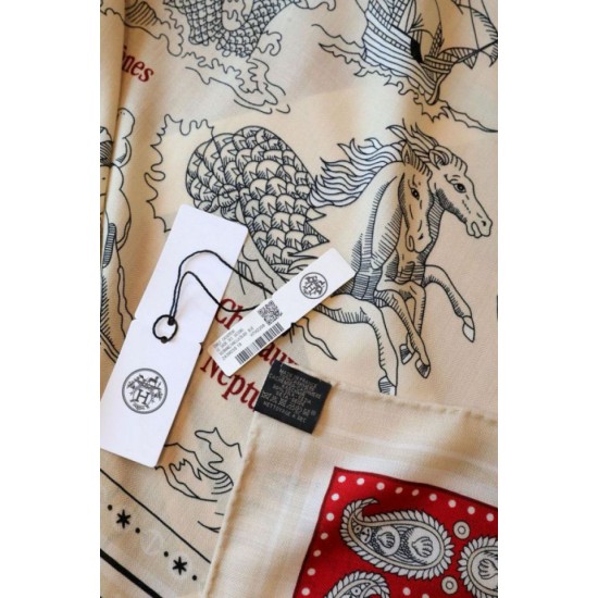 Replica Scialle Hermès Naturel Nautical Tattoos Bandana 140 imitazione Falso
