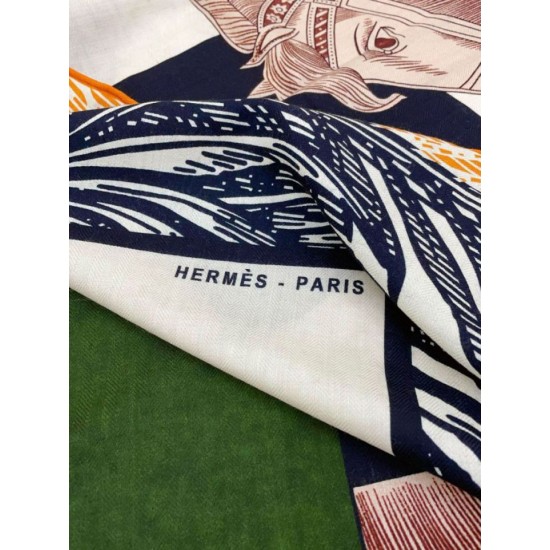 Replica Scialle Hermès Cavalier en Formes Nero/Bianco 140 imitazione Falso