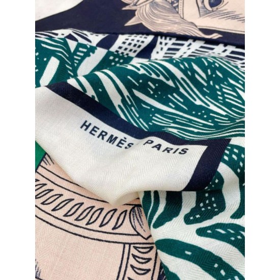 Replica Scialle Hermès Verde Cavalier en Formes 140 imitazione Falso