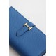Replica Portafoglio lungo Hermès Bearn fatto a mano in pelle di vitello Epsom blu Francia imitazione Falso