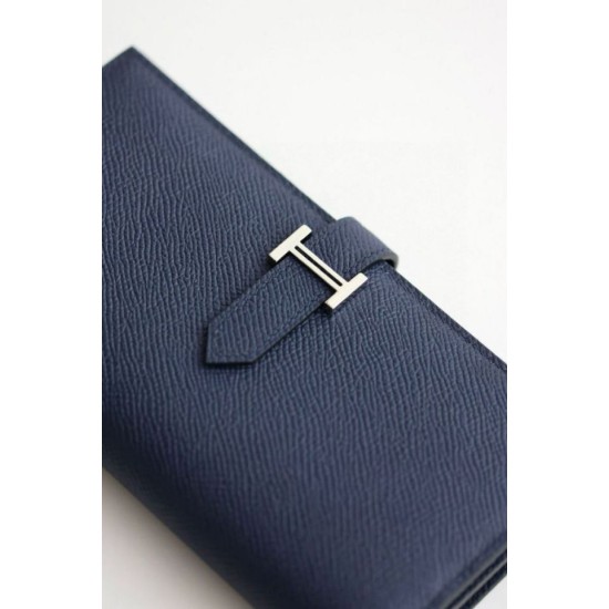 Replica Portafoglio lungo Hermès Bearn fatto a mano in pelle di vitello Epsom blu zaffiro imitazione Falso Replica Portafoglio lungo Hermès Bearn fatto a mano in pelle di vitello Epsom blu zaffiro imitazione Falso