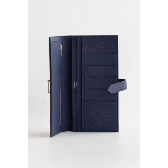 Replica Portafoglio lungo Hermès Bearn fatto a mano in pelle di vitello Epsom blu zaffiro imitazione Falso Replica Portafoglio lungo Hermès Bearn fatto a mano in pelle di vitello Epsom blu zaffiro imitazione Falso