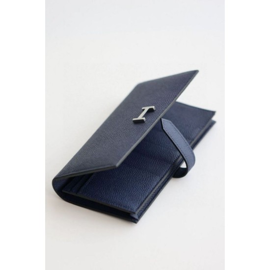Replica Portafoglio lungo Hermès Bearn fatto a mano in pelle di vitello Epsom blu zaffiro imitazione Falso Replica Portafoglio lungo Hermès Bearn fatto a mano in pelle di vitello Epsom blu zaffiro imitazione Falso