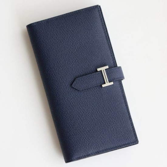 Replica Portafoglio lungo Hermès Bearn fatto a mano in pelle di vitello Epsom blu zaffiro imitazione Falso Replica Portafoglio lungo Hermès Bearn fatto a mano in pelle di vitello Epsom blu zaffiro imitazione Falso