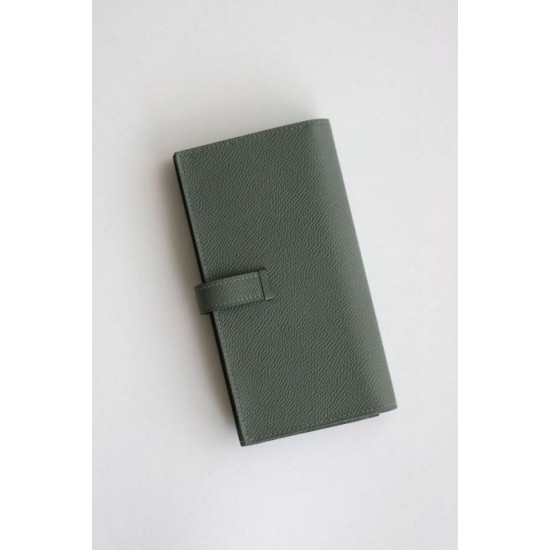 Replica Portafoglio lungo Hermès Bearn fatto a mano in pelle di vitello Epsom verde mandorla imitazione Falso Replica Portafoglio lungo Hermès Bearn fatto a mano in pelle di vitello Epsom verde mandorla imitazione Falso