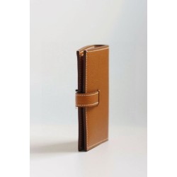 Replica Portafoglio compatto Hermès Bearn fatto a mano in pelle di vitello Epsom oro imitazione Falso
