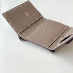 Replica Portafoglio Hermes Bearn ripiegabile fatto a mano Taupe Epsom imitazione Falso