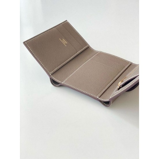 Replica Portafoglio Hermes Bearn ripiegabile fatto a mano Taupe Epsom imitazione Falso