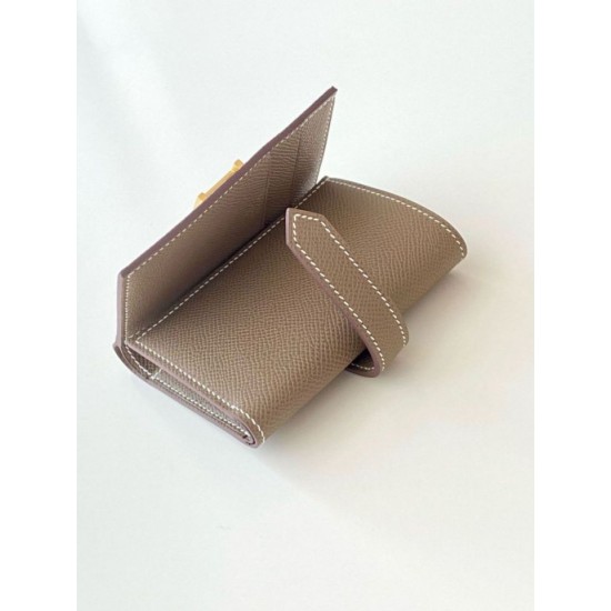 Replica Portafoglio Hermes Bearn ripiegabile fatto a mano Taupe Epsom imitazione Falso