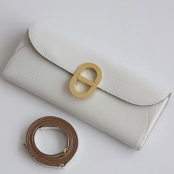 Replica Portafoglio Hermès Maillon To Go in pelle di vitello Epsom grigio chiaro imitazione Falso