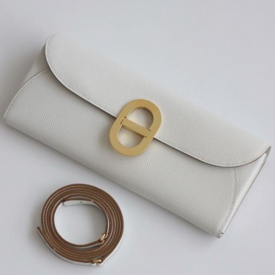 Replica Portafoglio Hermès Maillon To Go in pelle di vitello Epsom grigio chiaro imitazione Falso