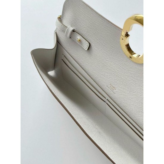 Replica Portafoglio Hermès Maillon To Go in pelle di vitello Epsom grigio chiaro imitazione Falso