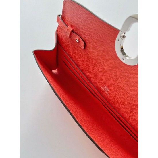 Replica Portafoglio Hermès Maillon To Go in pelle di vitello Epsom rosa Jaipur imitazione Falso