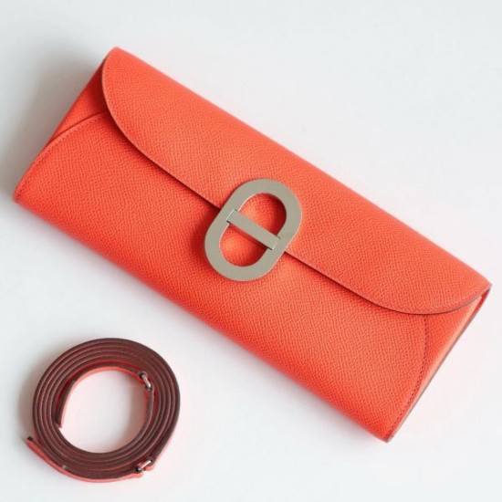 Replica Portafoglio Hermès Maillon To Go in pelle di vitello Epsom rosa Jaipur imitazione Falso
