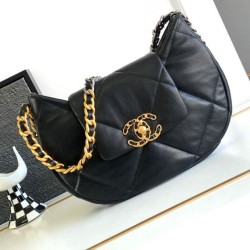 Perfette Qualità Repliche Borsa hobo in pelle di agnello 19 nera AS4638 Imitazione