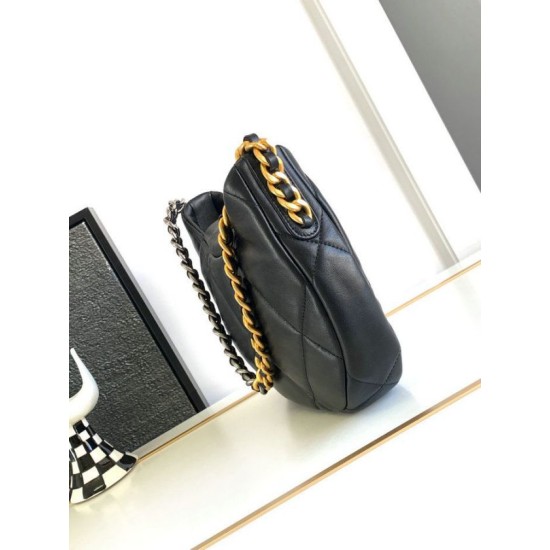 Perfette Qualità Repliche Borsa hobo in pelle di agnello 19 nera AS4638 Imitazione