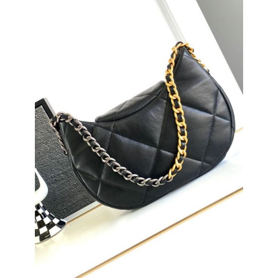 Perfette Qualità Repliche Borsa hobo in pelle di agnello 19 nera AS4638 Imitazione