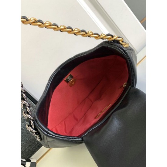 Perfette Qualità Repliche Borsa hobo in pelle di agnello 19 nera AS4638 Imitazione