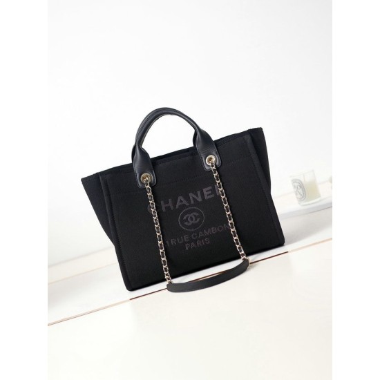 Replica perfetta Deauville Small Shopping Tote Bag AS3257 Nero Imitazione Outlet Online