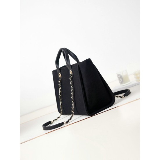 Replica perfetta Deauville Small Shopping Tote Bag AS3257 Nero Imitazione Outlet Online