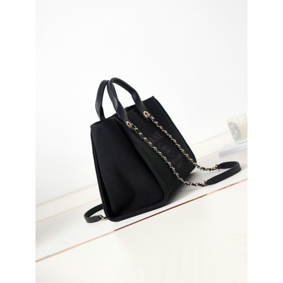 Replica perfetta Deauville Small Shopping Tote Bag AS3257 Nero Imitazione Outlet Online