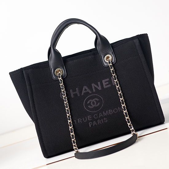 Replica perfetta Deauville Small Shopping Tote Bag AS3257 Nero Imitazione Outlet Online