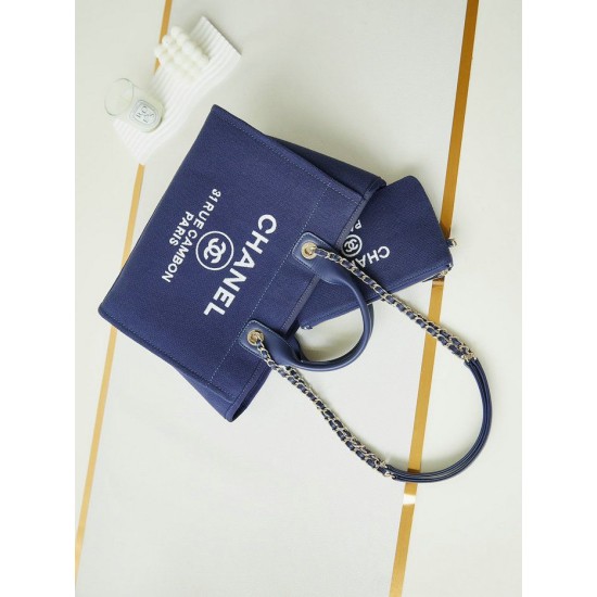 Perfette Qualità Repliche Borsa Deauville piccola shopping tote AS3257 Blu Imitazione