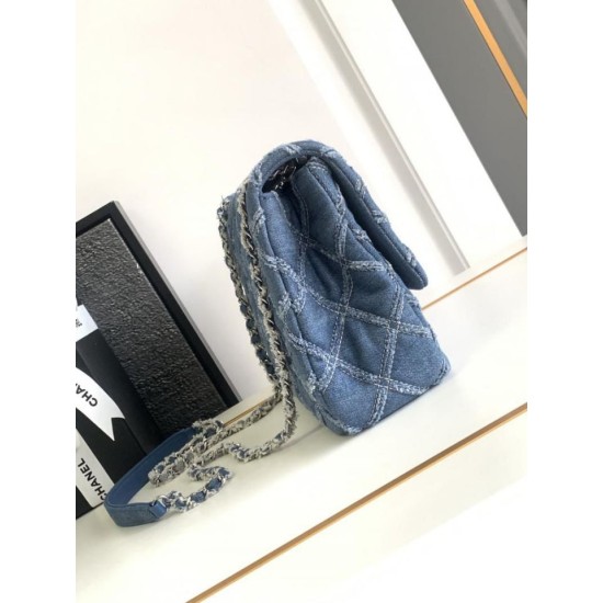 Replica perfetta Borsa con patta in denim AS2240 Imitazione Outlet Online