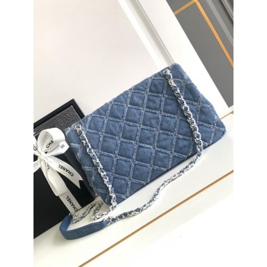Replica perfetta Borsa con patta in denim AS2240 Imitazione Outlet Online