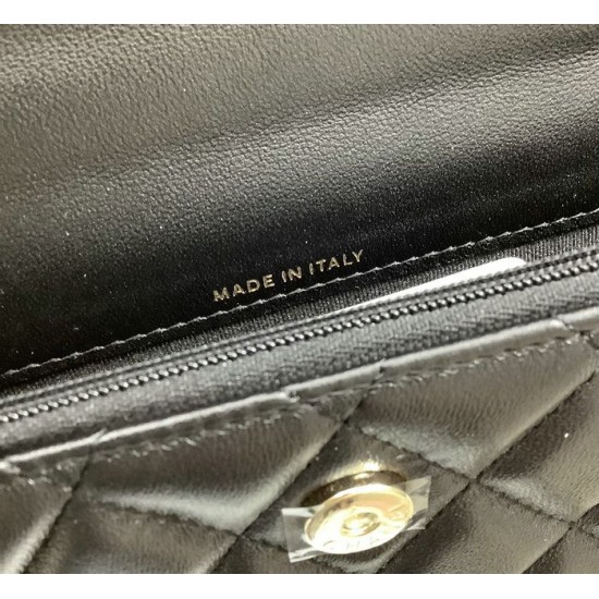Migliore Repliche Porta cellulare con patta e catena nera AP3575 Economiche Outlet Online