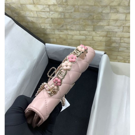 Migliore Repliche Porta cellulare con patta e catena rosa AP3575 Economiche Outlet Online