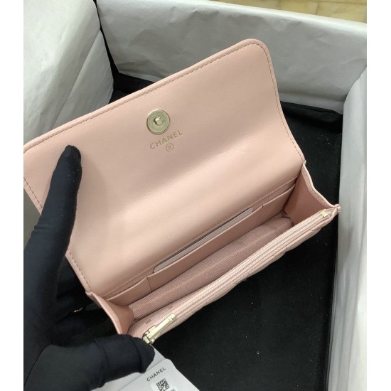 Migliore Repliche Porta cellulare con patta e catena rosa AP3575 Economiche Outlet Online