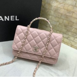 Migliore Repliche Borsa a tracolla con patta e manico rosa AP3574 Economiche Outlet Online