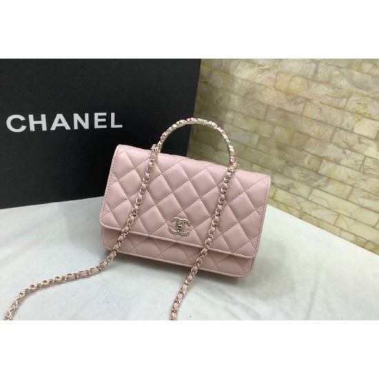 Migliore Repliche Borsa a tracolla con patta e manico rosa AP3574 Economiche Outlet Online