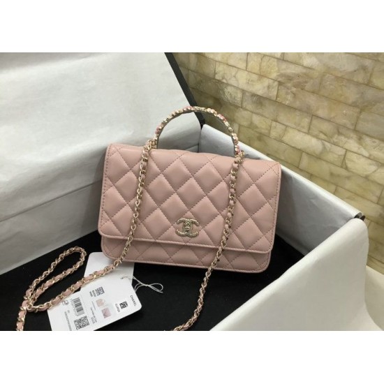 Migliore Repliche Borsa a tracolla con patta e manico rosa AP3574 Economiche Outlet Online