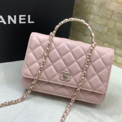 Migliore Repliche Borsa a tracolla con patta e manico rosa AP3574 Economiche Outlet Online