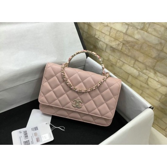Migliore Repliche Borsa a tracolla con patta e manico rosa AP3574 Economiche Outlet Online
