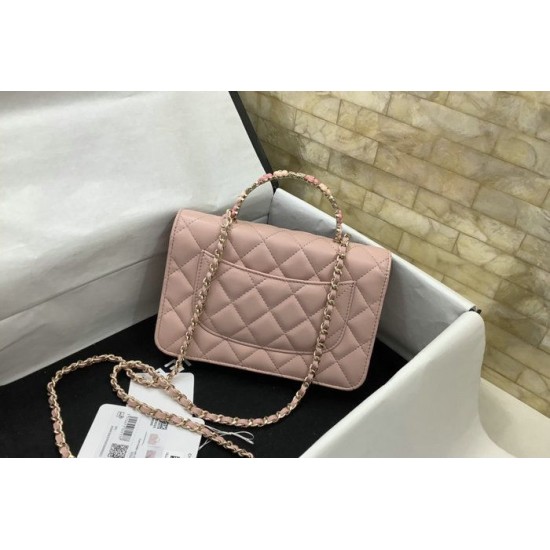 Migliore Repliche Borsa a tracolla con patta e manico rosa AP3574 Economiche Outlet Online