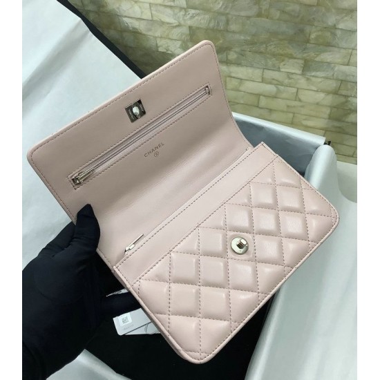 Migliore Repliche Borsa a tracolla con patta e manico rosa AP3574 Economiche Outlet Online