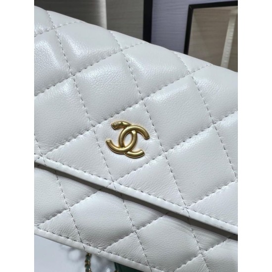 Replica perfetta Portafoglio con catena in pelle di agnello AP3071 Bianco Imitazione Outlet Online